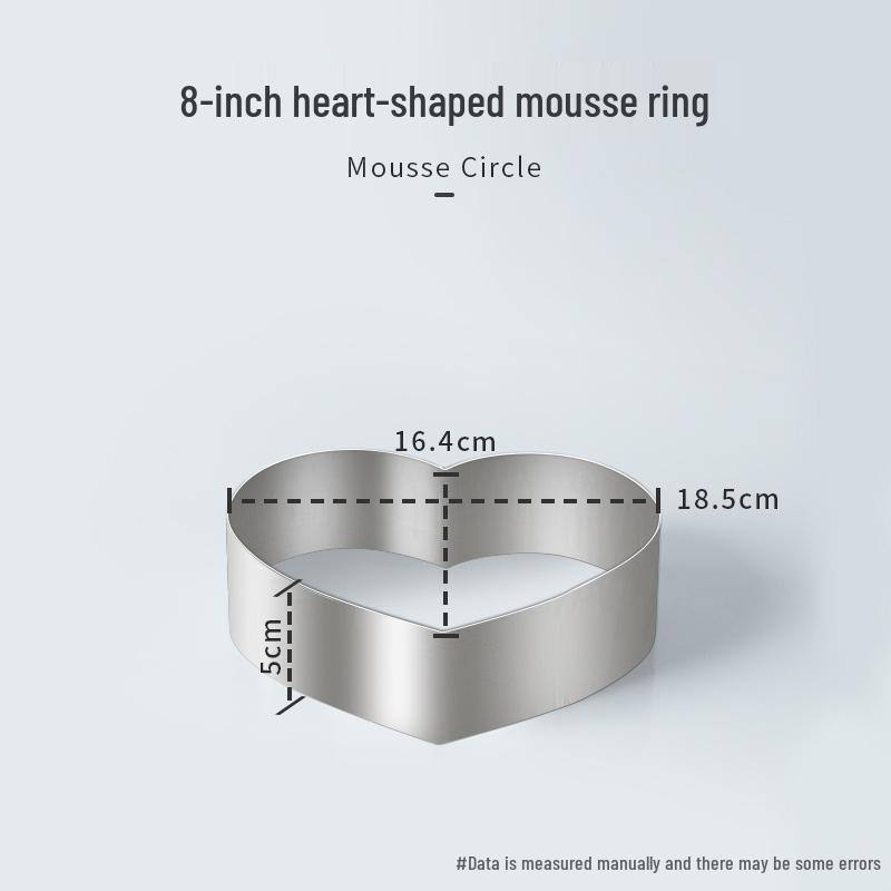 Round Square Heart-Shaped Mousse & Tower Ring, 4-10 Inch, Stainless Steel Baking Mold.