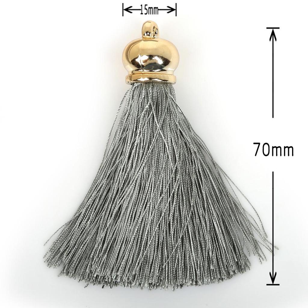 2Pcs Mix Color Silk Satin Tassel Charm Necklace Earring Findings Tassels For Jewelry Making Gold Caps Mob Straps