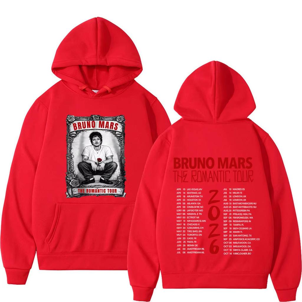 Bruno Mars The Romantic Tour 2026 Print Hoodie Man Woman Vintage Sweatshirt Winter Loose Casual Long Hoodie