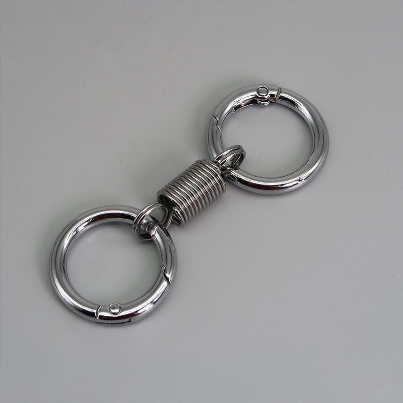 

Personality Spring Double Coil Keychain Carabiner Buckle Key Rings Anti-Lost Climbing Hook Car Keychians Accessories Gift серебряный