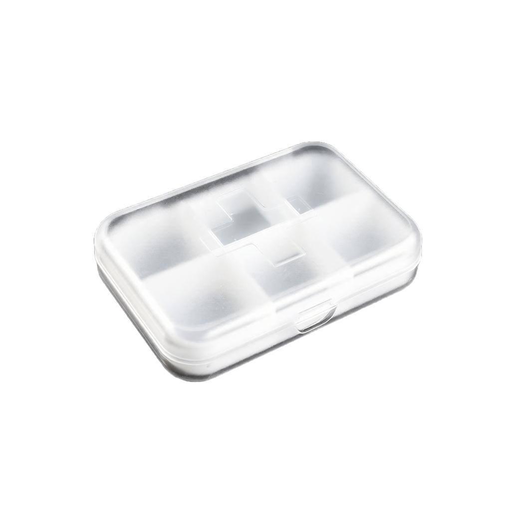 Portable Six Compartment Pill Organizer Travel Medicine Storage Box Rectangular Plastic Case for Daily Use