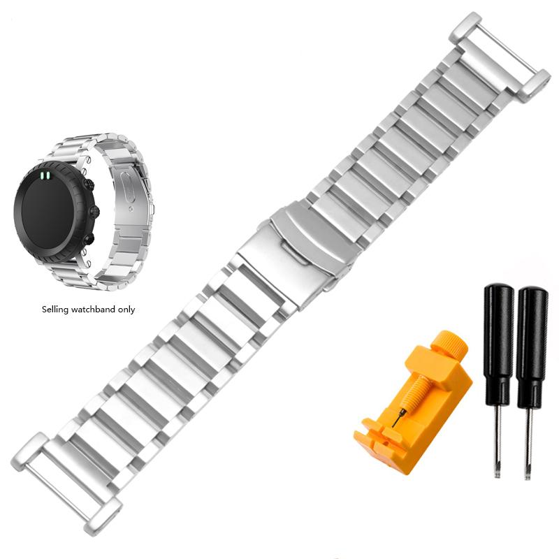 

Высококачественный ремешок для часов из нержавеющей стали 24 мм для Suunto Core Essential Traverse Браслет для занятий спортом на открытом воздухе 24mm серебряный