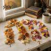 Realistic Orange Red Maple Leaves Artificial Fall Leaf Wreath, Autumn Vine with Pine Cones Pumpkins, Reusable Holiday Gifts for Family Hanging