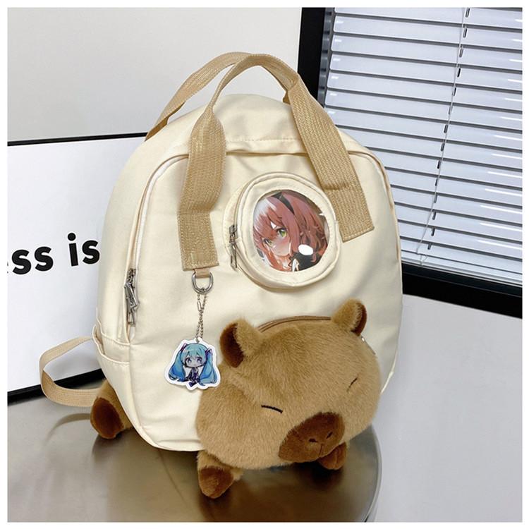 Nylon Capybara Cute Student Backpack Embroidered Multifunctional Kids Storage