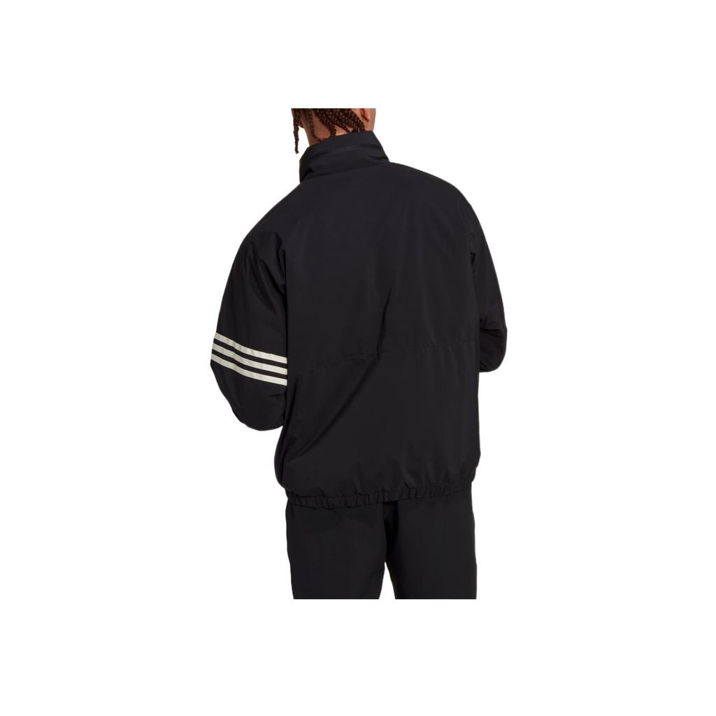 Adidas Originals Striped Pattern Stand Collar Zip-Up Long Sleeve Jacket Men Outerwear Black HL9198