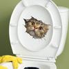 Autocollant de toilette 3D créatif et réaliste avec vision de chat mignon, décoration de couvercle de toilette en PVC auto-adhésif et imperméable