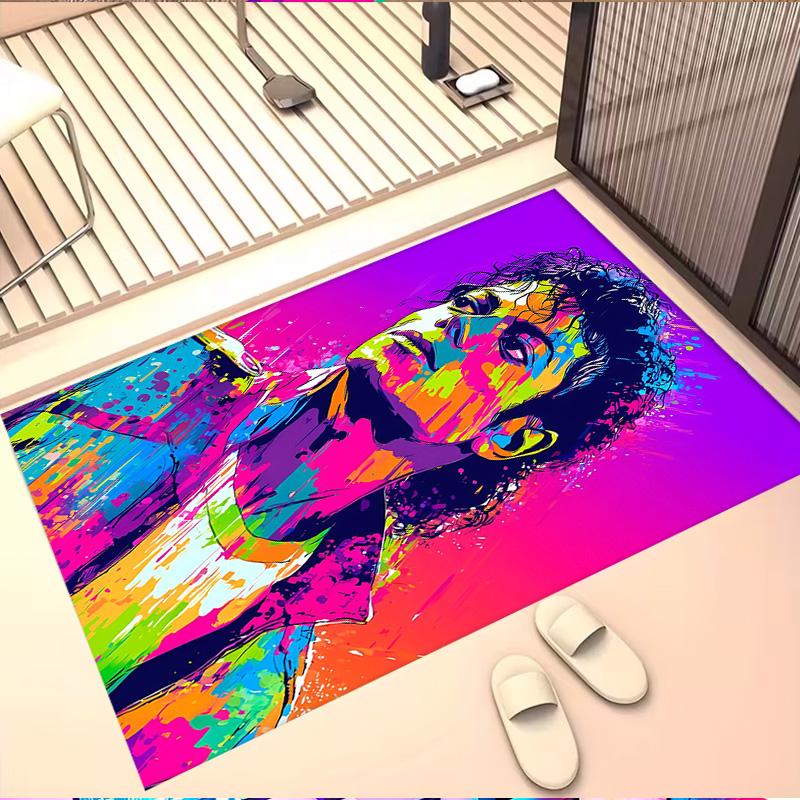 Michael Jackson Print Rug, Washable Floor Carpet, For Entryway Dorm Laundry Room Office Study, Home Decor Birthday Christmas Gift