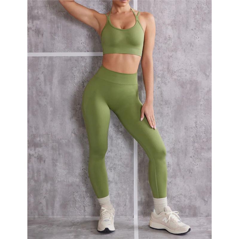 

Бесшовный однотонный комплект для йоги: Спортивная одежда для фитнеса и формирования фигуры Medium