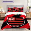 Ensemble de couette à motif logo Flamengo Housse de couette Taie d'oreiller Décoration de maison Cadeau d'anniversaire (1 housse de couette + 2 taies d'oreiller, sans garniture.)