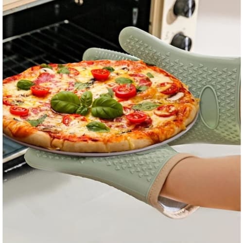 Heat-Resistant Silicone Oven Mitts, Set of 2, Five-Finger Silicone Mitts, Waterproof, Non-Slip, Anti-Scald, Heat-Resistant, Up to 300C, Stain-Resista