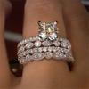 CAOSHI Bright Zirconia Wedding Bands Female Fashion Gorgeous Finger Ring Luxury Lady Silver Color Accessories for Engagement