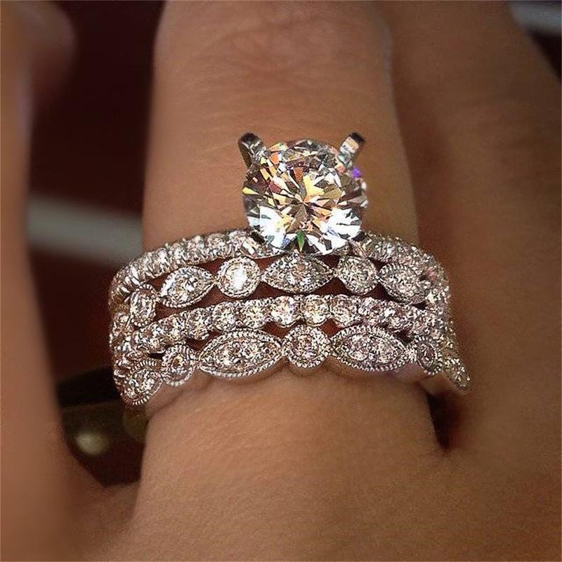 CAOSHI Bright Zirconia Wedding Bands Female Fashion Gorgeous Finger Ring Luxury Lady Silver Color Accessories for Engagement