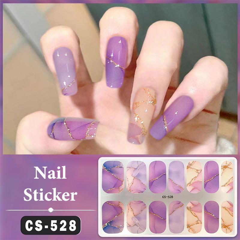 Bez lampy do utwardzania Wodoodporne naklejki na paznokcie Pełne krycie Naklejki na paznokcie Mocne i niełatwe do odpadnięcia 14 paznokci/zestaw Wielokolorowe plastry na paznokcie