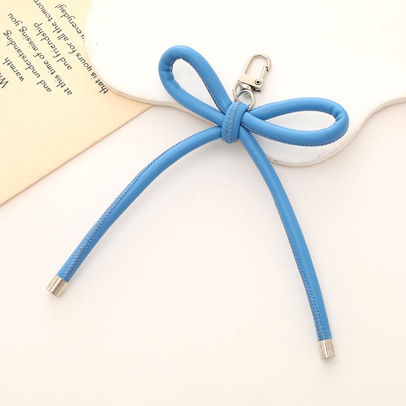 New Korean Fashion Vintage Leather Bow Keychain Charms Bag Pendant Mobile Phone Pendant Accessories Y2K Jewelry Keychain