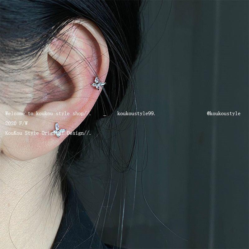 

Rudie in the Wild Small Exquisite Butterfly Studs Ear Bone Stud Ear Ear Bone Pin Minimalist Elegant Summer Earrings Ear-Caring Small butterfly silver [925 silver needle pair]]