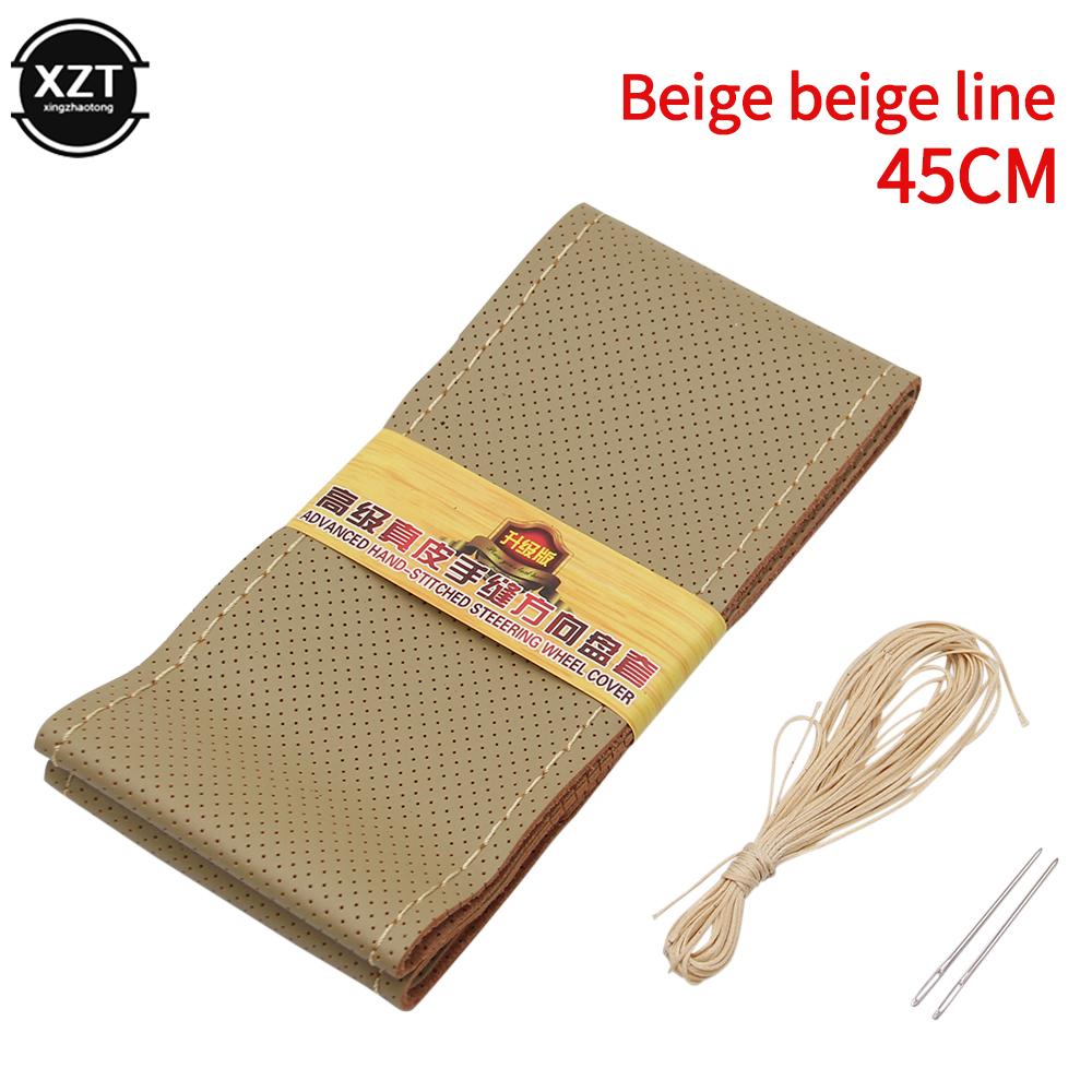 Hot Sale 42cm 45cm 47cm 50CM Kryt na volant pro auto náklaďák Autobus DIY Ručně vyráběný kryt na volant z pravé kůže