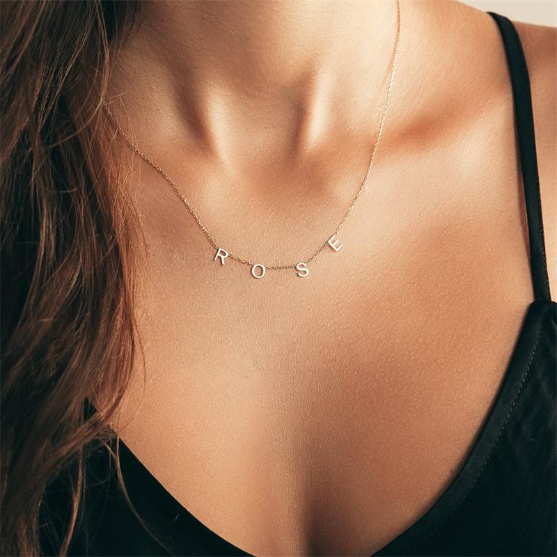 Initialen Halskette Anhänger Namenskette Personalisierte Namenskette Edelstahl DIY Buchstaben Halskette Geschenke für Sie