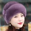 Cappello invernale da donna Vestibilità elastica Peluche imitazione visone Velluto antivento Tinta unita con berretto floreale Forniture per donna