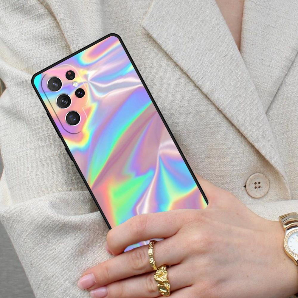 Iridescent Holographic Art Cell Phone Case for Samsung Galaxy S26 Ultra S25 S24 S23 S22 S21 S20 Note10 Cover