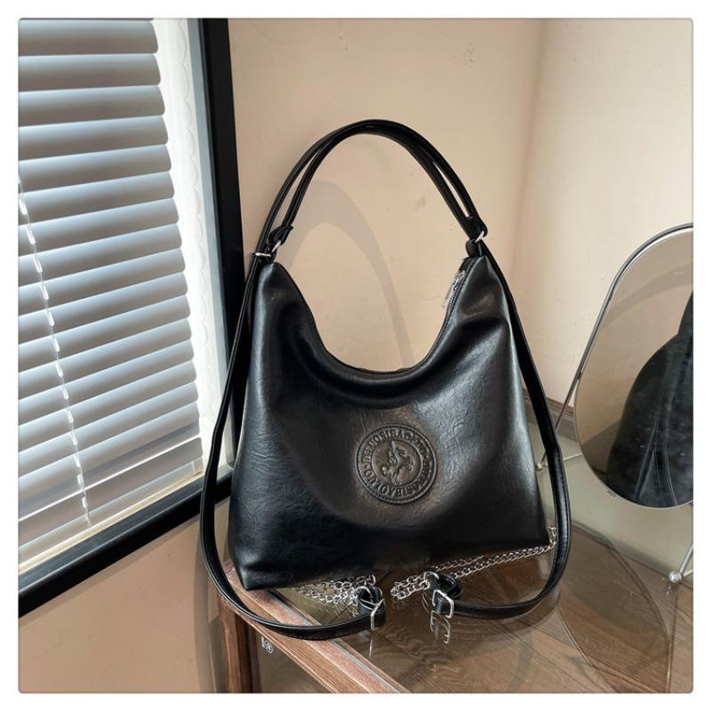 

New large-capacity oblique span bag fashionable one-shoulder portable textured tote messenger multi-functional bag чёрный