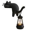 Soft Glow Reading Corner Light Cat Shape Shelf Hook with LED Lantern, Vintage Decorative Cozy Atmosphere Night Lamp Hanging Ornament, for Bookshelves