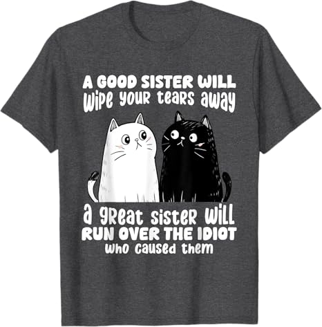 A Good Sister Will Wipe Your Tears Away Funny Cats Saying Tee TShirt Humorous Cat Lover Sisters Novelty Gifts Y2k Kitty Clothes