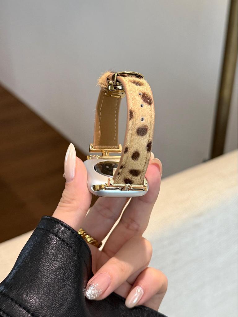Leopard Suede Butterfly Buckle Watch Band for Apple Watch (S10, 87)