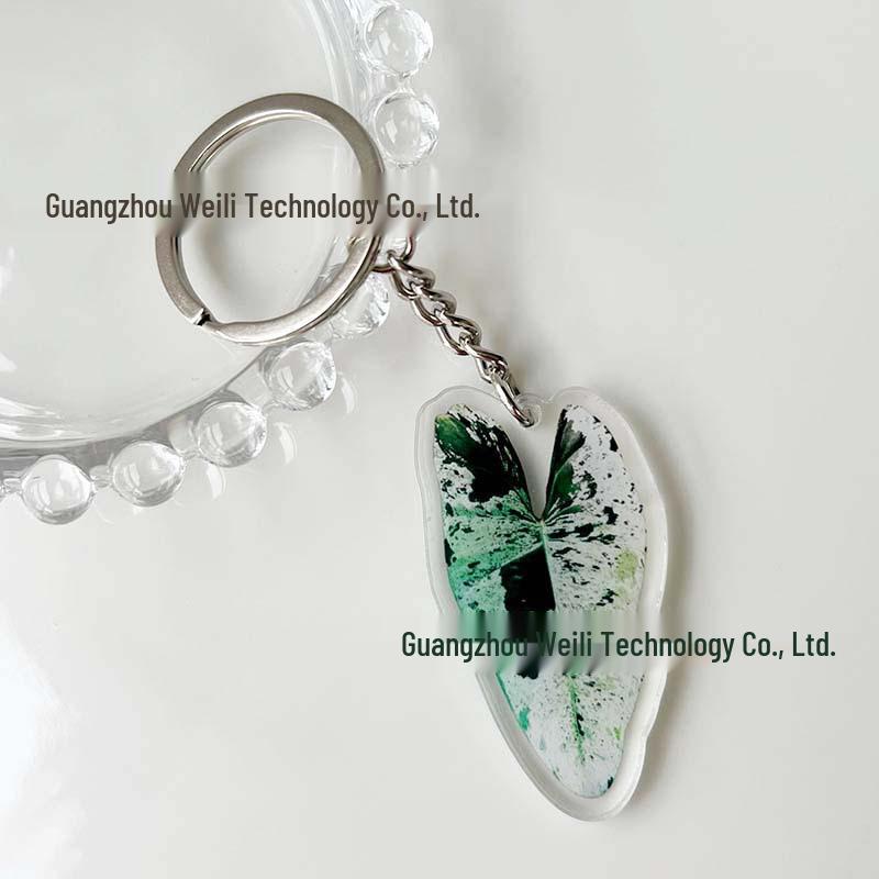 Creative Acrylic Leaf Keychain Earphone Bag Pendant Ornament