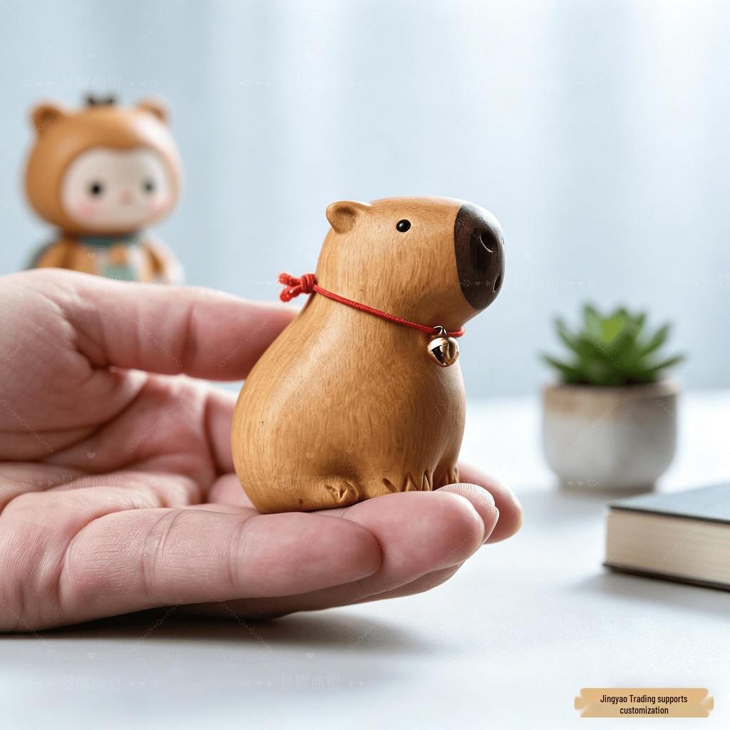 Golden Sandalwood Capybara Wood Craft - Cute Desk Ornament
