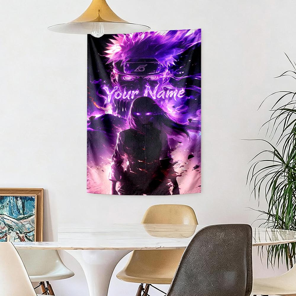 Naruto Character Customize Your Name Tapestry Customizable Wall Tapestry Smooth Polyester Suitable for Studio Apartment Multi-purpose for All Occasion