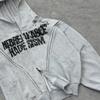 Y2K Gothic Streetwear Hooded Zip-Up Sweatshirt Women Retro Letter Print Regular Fit Long Sleeve