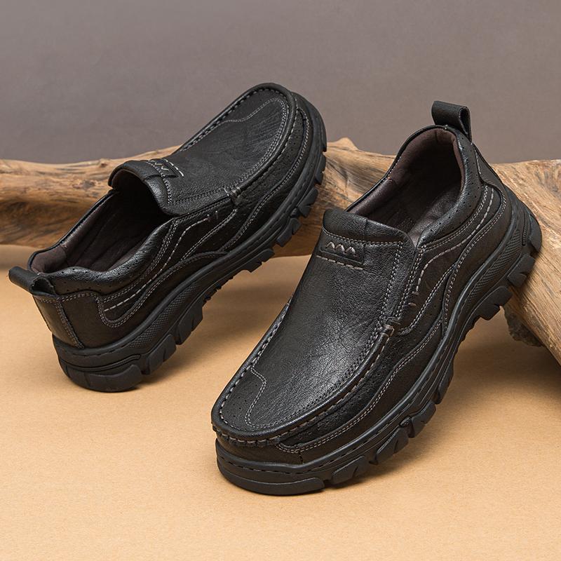 Fashion Genuine Leather Men's Footwear Slip On Hiking Shoes Comfortable Anti-smash Sneakers High Quality Outdoor Shoes New Trend Loafers