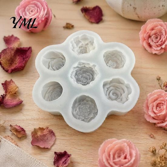 Silicone Molds for Home Baking Rose Peony Mold, 7 Cavities Mold Making Cake Kitchen Gadgets Desserts Chocolate Candle Soap, Non Stick Flexible Pastry