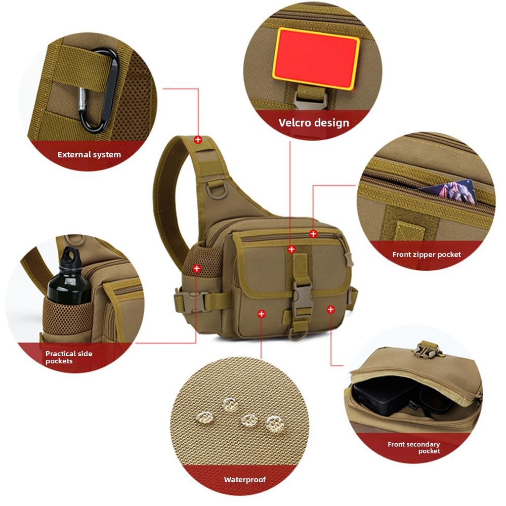 Waterproof Fishing Sling Pack Nylon Messenger Bag Durable Crossbody Sling Bag  For Fishing