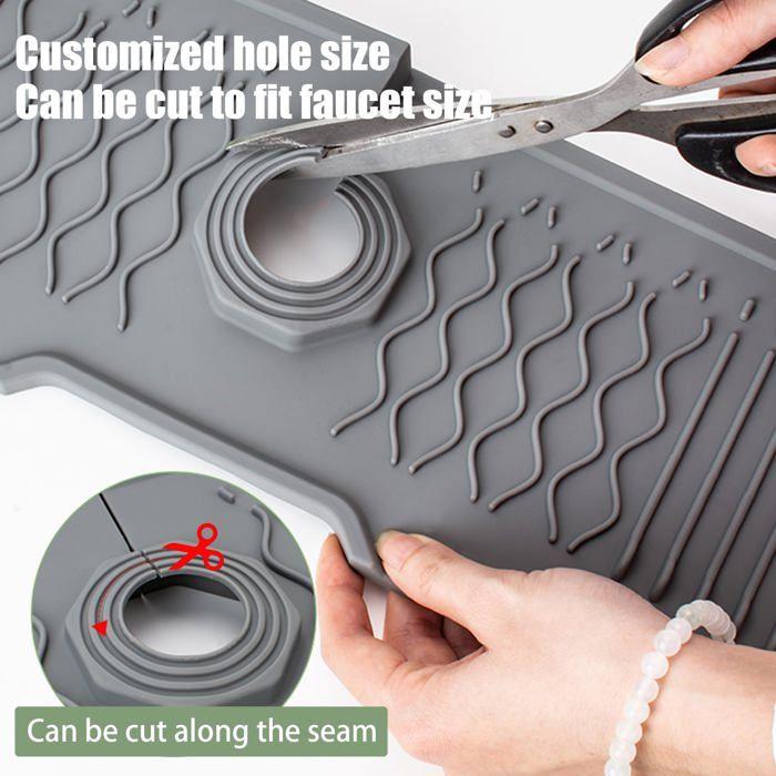 Tapis de robinet - AIMOONSA - 43,3x15 cm - Silicone alimentaire - Trou 3,1–5,5 cm - Vert