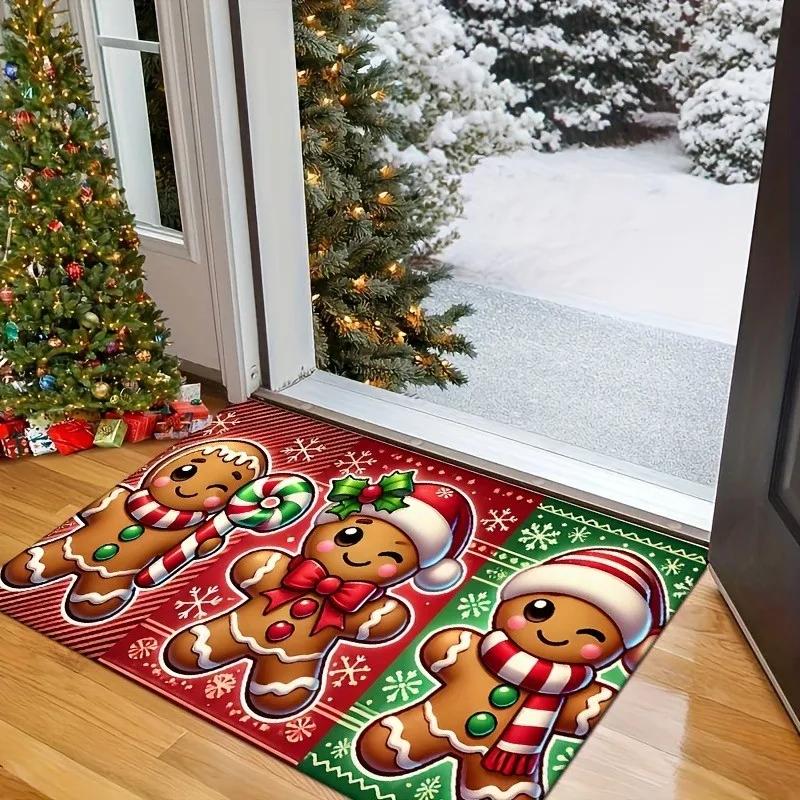 Christmas Gingerbread Doormat Non-Slip Entrance Doormat Carpet Living Room Sofa Carpet Bathroom Floor Carpet Home Decorat