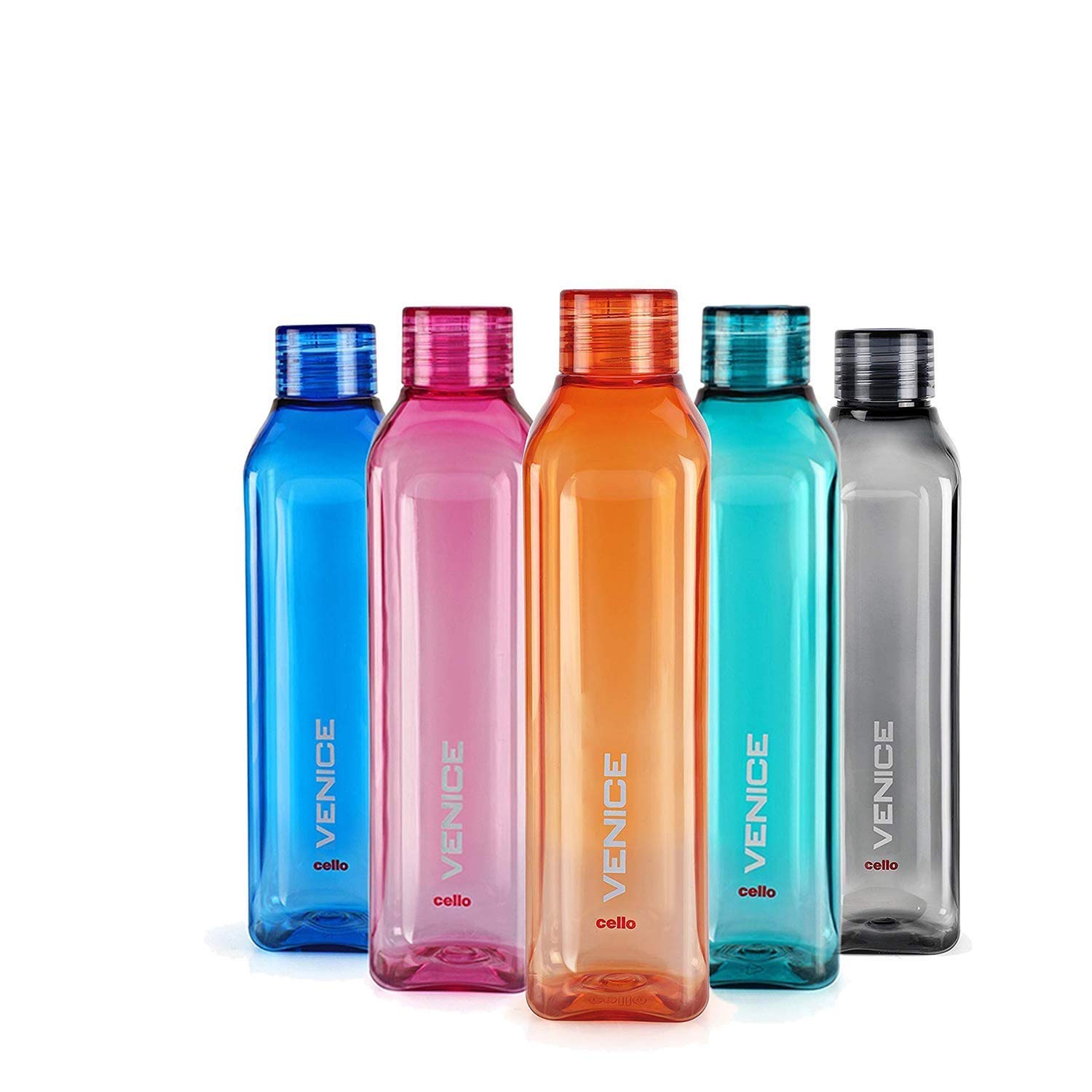 

Cello Unbreakable BPA-Free Water Bottles Set Of 5 For Gym Office Travel Leakproof Airtight Storage