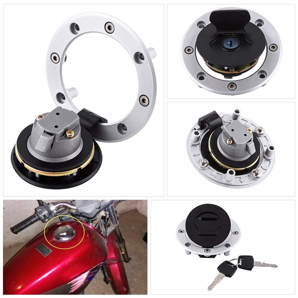 Gas Cap, 8-Hole Wear-Resistant Aluminum Good Sealing Gas Fuel Tank Cover with 2 Keys for Hayabusa GSXR1300 Motorcycle Replacement