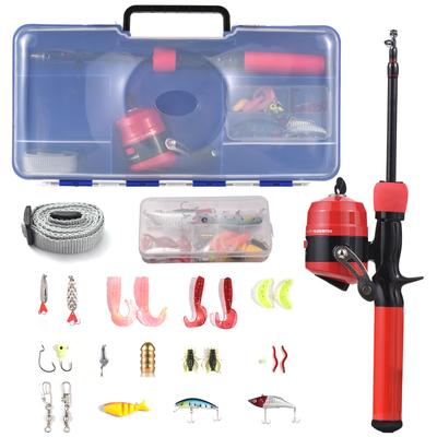 Juego de caña y carrete de pesca para niños, Combo de caña y carrete con ganchos, señuelos, accesorios de pesca con