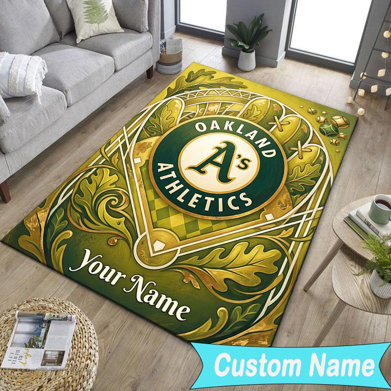Custom NameAthletics Oakland Emblem Carpet, Indoor Rug, Chair Rug, Living Rooms, Doormat Made From Polyester Home Decor Birthday Christmas Gifts