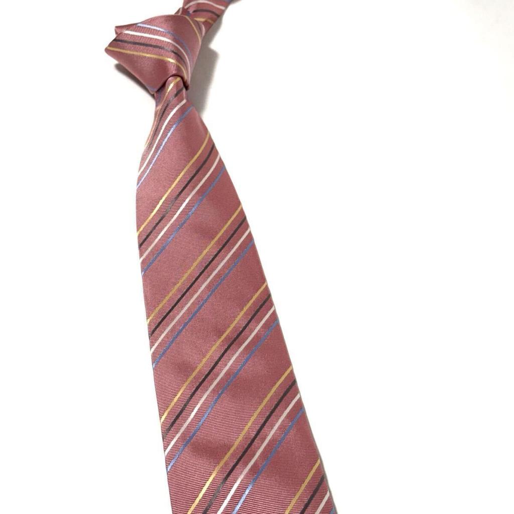 Used Good Condition Paul Smith Tie Glossy Striped Silk Made in Japan Pink