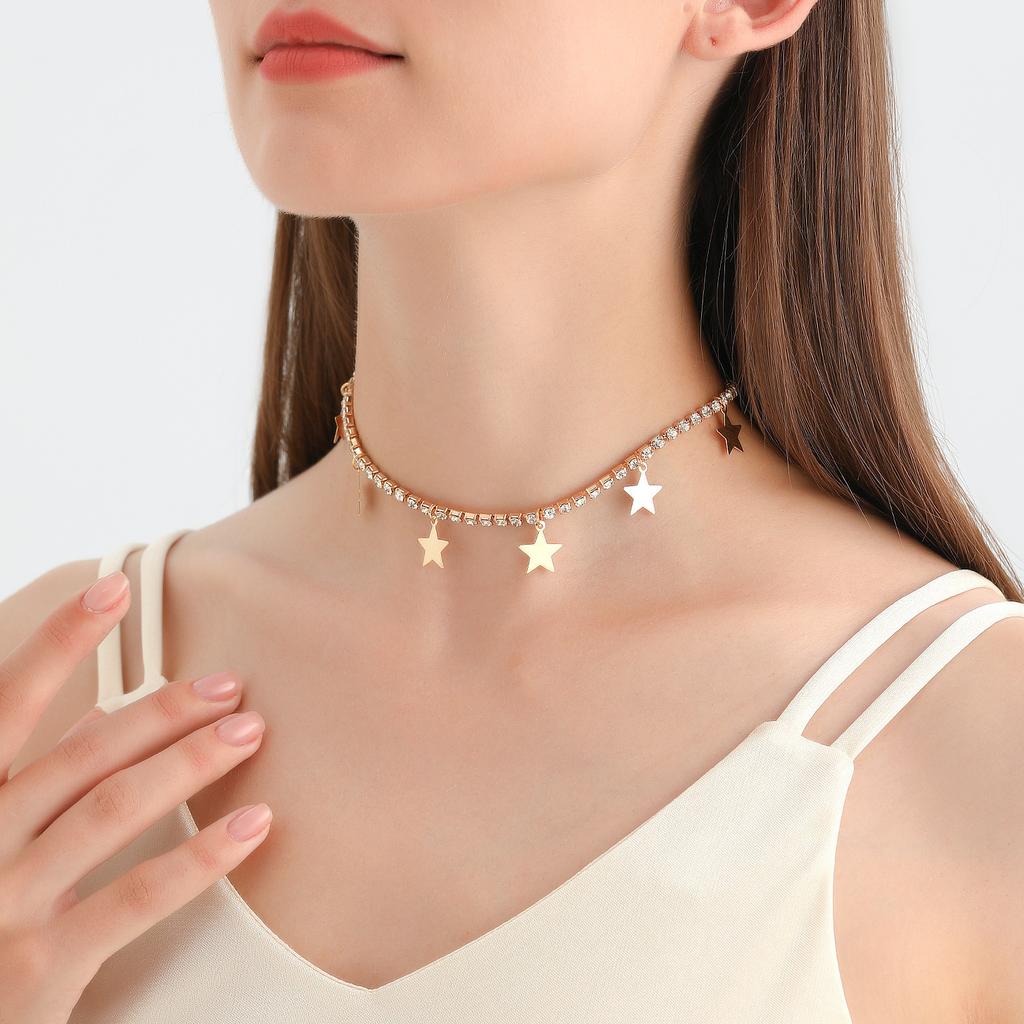 Europe, America, Simple Double-layer Stacked Back Chain Love Necklace Female, Harajuku Hip-hop Peach Heart Necklace