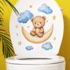 Cartoon Goodnight Bear Rabbit Stars Bathroom Toilet Toilet Stickers Home Beautification and Decoration Stickers