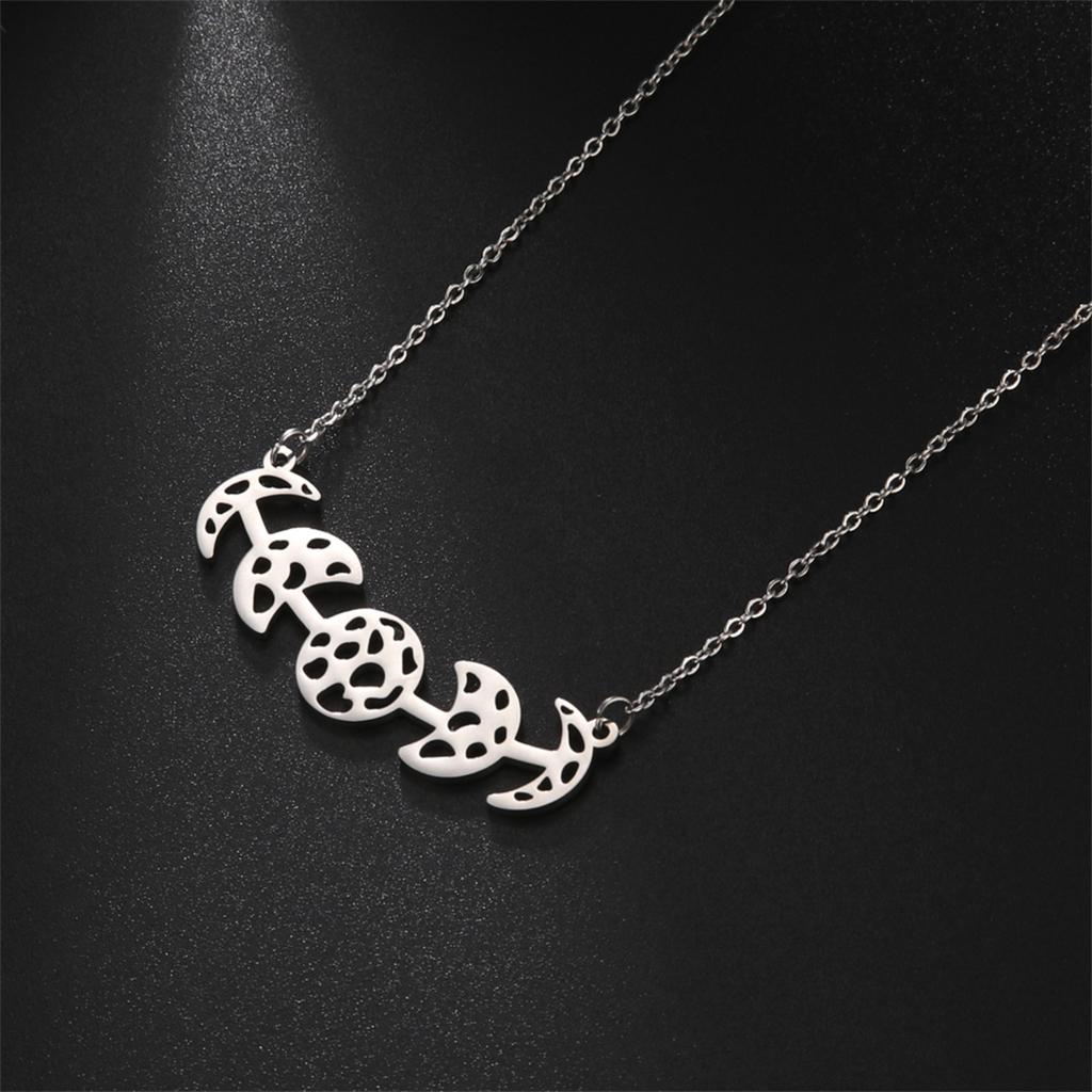  Moon Phase Pendant Necklace for Women Stainless Steel Gold Silver Color Charm Witch Crescent Moon Amulet Jewelry Gift