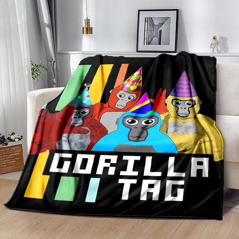 1pc Blanket Gorilla Tag Print Design, Lightweight Blanket for Sofa, Bed- Soft &Warm, Gift for All Seasons like Christmas, Halloween