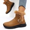 Women's Warm Winter Ankle Boots with Fur 2025 PU Leather Waterproof Snow Boots Woman Thick Plush Non Slip Cotton Shoes Plus Size