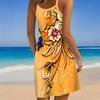 Abito da Spiaggia da Donna Mini Abito Stampa Casual Moderno Senza Maniche Vestibilità Larga Esterno Quotidiano Estate