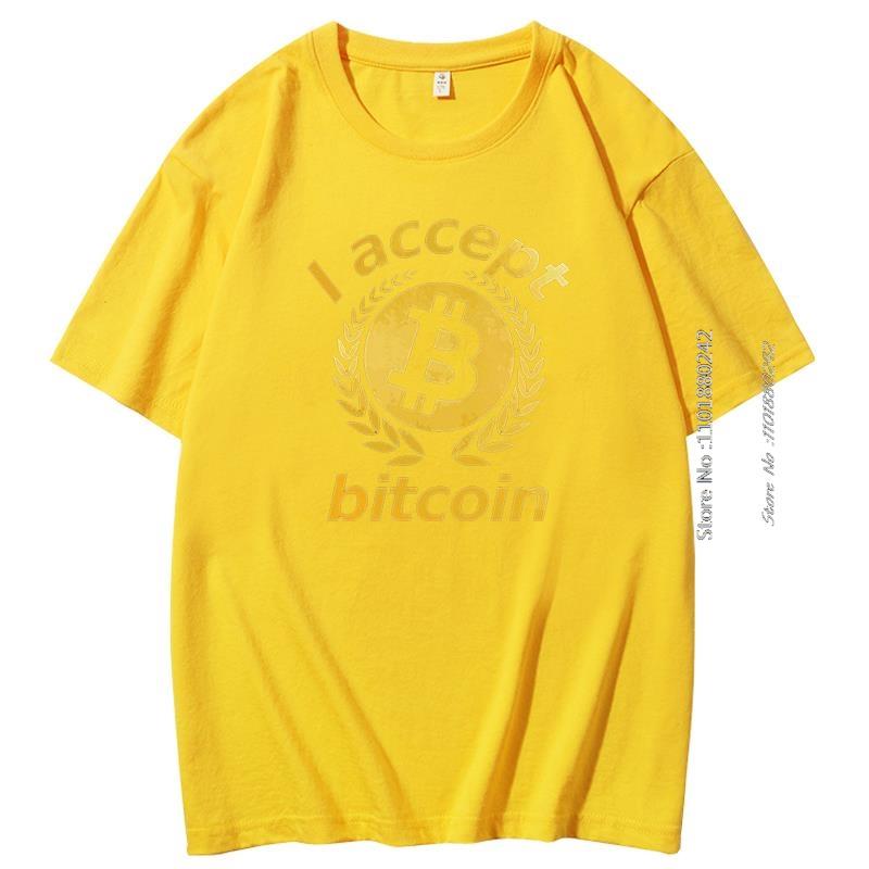 Accept I Bitcoin Short Sleeve Tshirt Graphic T Shirts Btc Cryptocurrency Crypto Blockchain Summer Streetwear Mens Clothing