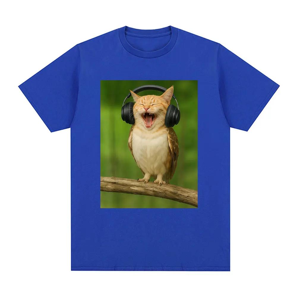 

Funny Meowl Meme T-shirts Cat Owl Headset Men Women Clothing Fashion Harajuku Short Sleeves Cotton Summer Oversized 3XL