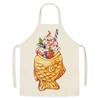 1Pcs Kitchen Apron Cartoon Whale Printed Sleeveless Cotton Linen Aprons Men Women Home Cleaning Tools 55*68cm